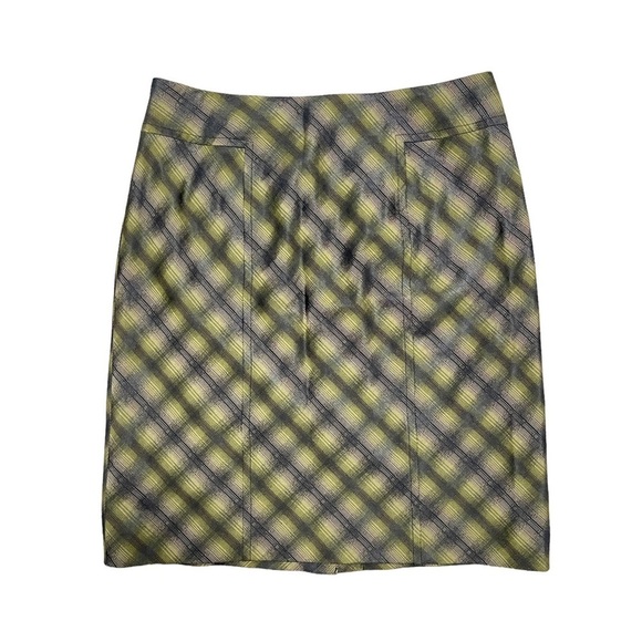 Anne‎ Klein Green Yellow Blue Argyle Plaid Straight Pencil Skirt Woman’s 8 - Picture 1 of 7